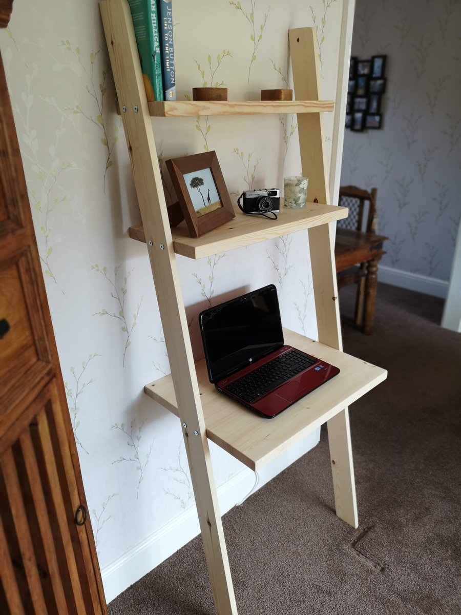 Lean to desk handmade wooden ladder desk