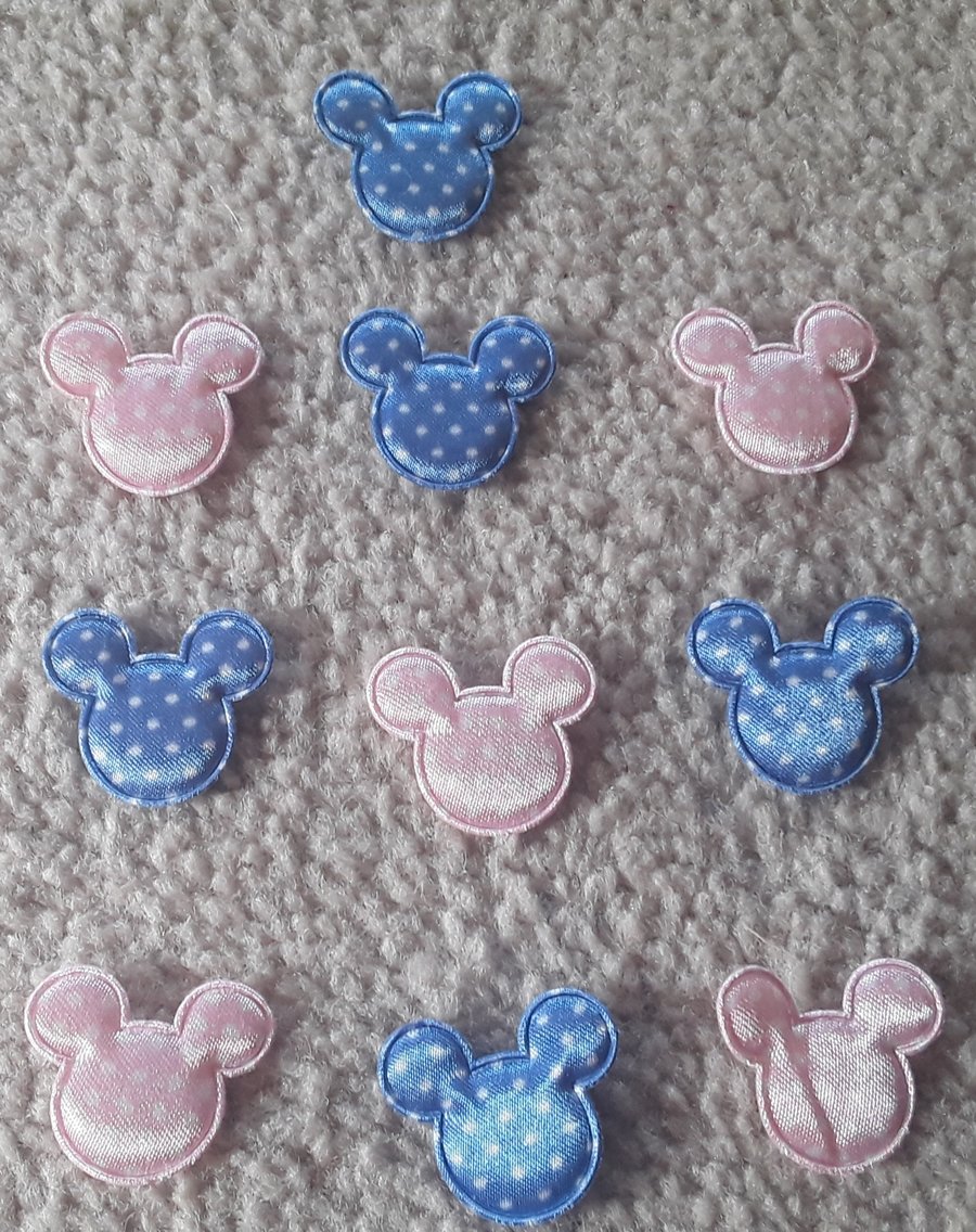Mickey Mouse ears Pink and Blue Embelishments