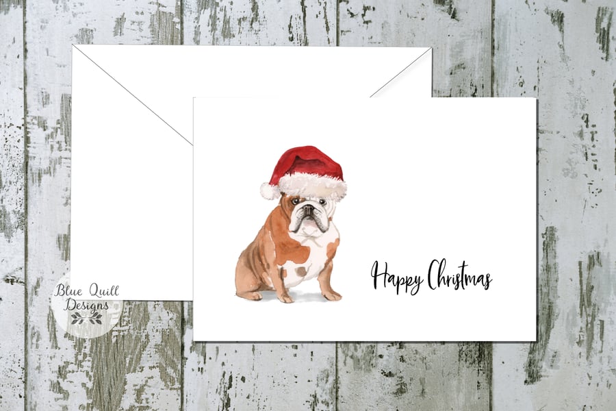 English Bulldog Folded Christmas Cards - pack of 10 - personalised