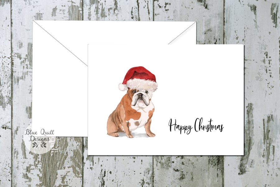 English Bulldog Folded Christmas Cards - pack of 6 - personalised