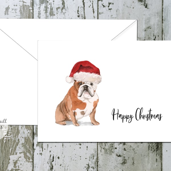 English Bulldog Folded Christmas Cards - pack of 6 - personalised