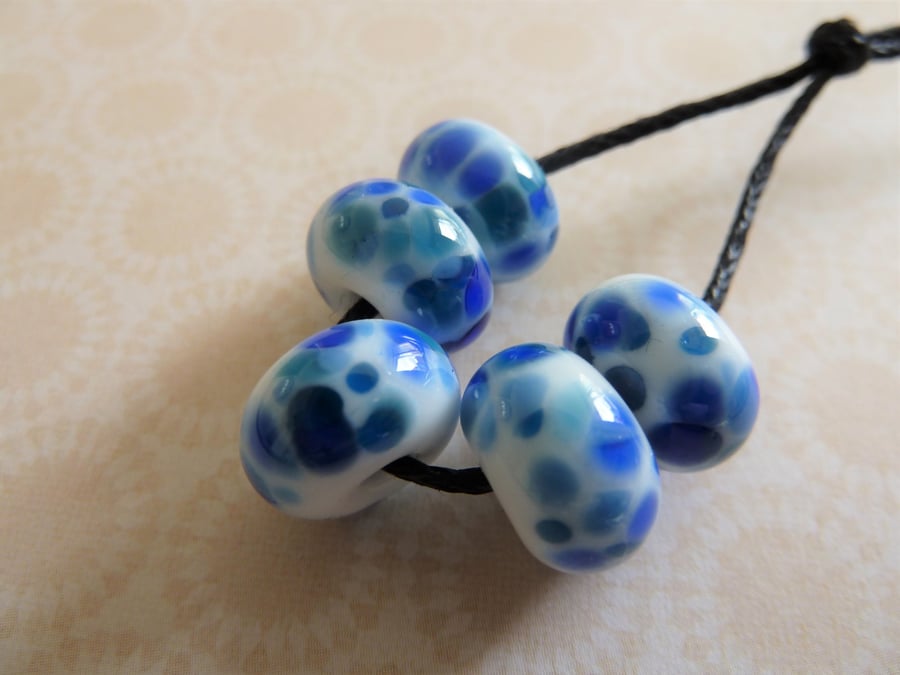 handmade lampwork blue frit glass beads