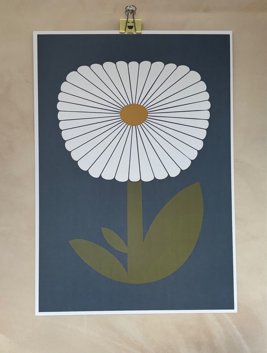 Mid Century Daisy Print A3