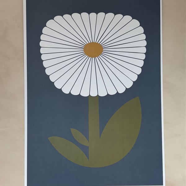Mid Century Daisy Print A3
