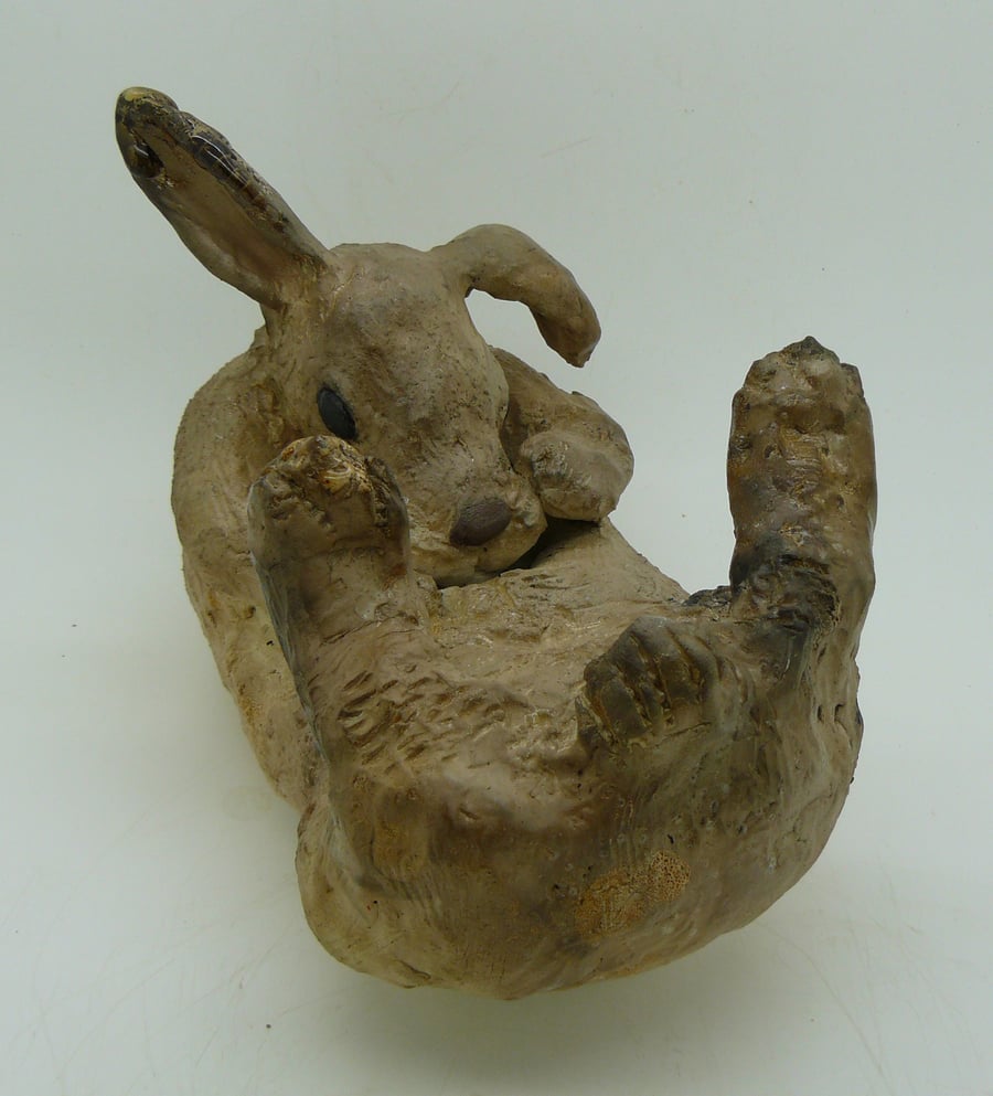Ceramic Rabbit washing its tummy
