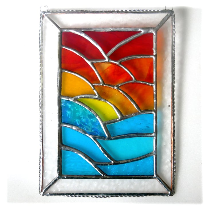 Stained Glass Suncatcher Sunset Ripples Handmad... - Folksy