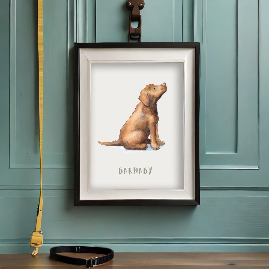 Labrador Chocolate Personalised Dog Print