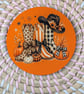 Autumn Cowgirl Coaster – Western Boots & Pumpkins – Country Home Decor, Handmade - Image 1