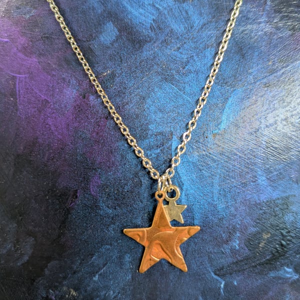 Stainless steel necklace with copper pendant 