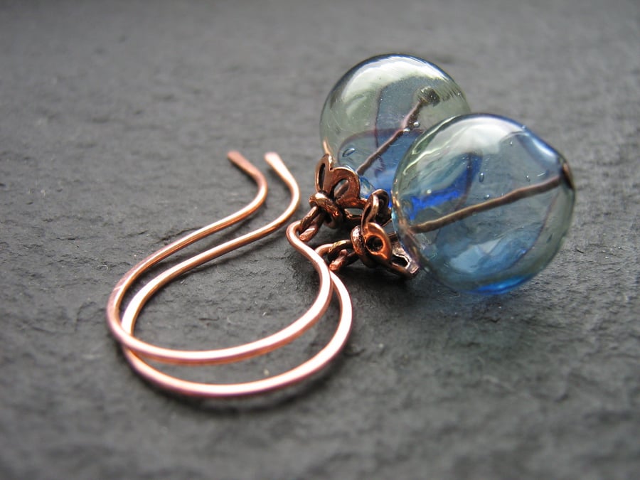 Bubble Glass Earrings - Blue Green