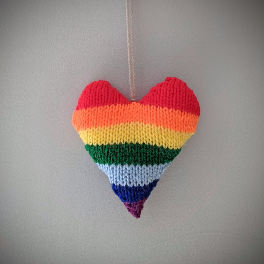 Knitted rainbow love heart