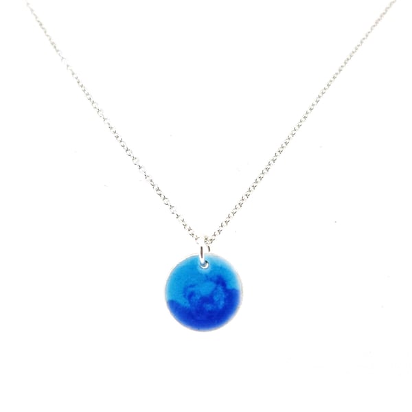 Silver blue mix Rockpool pendant necklace - small