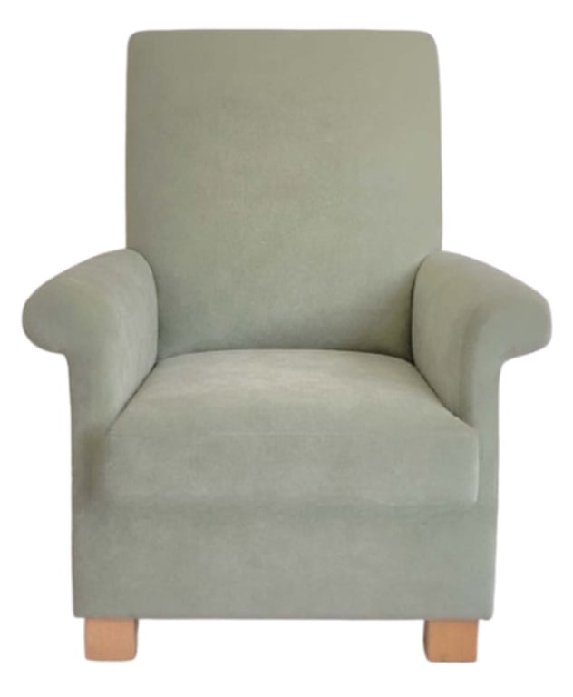 Laura Ashley Green Velvet Adult Armchair Chair Accent Nursery Small Eau De Nil