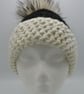 Black & White Beanie Hat with XL Pom-Pom