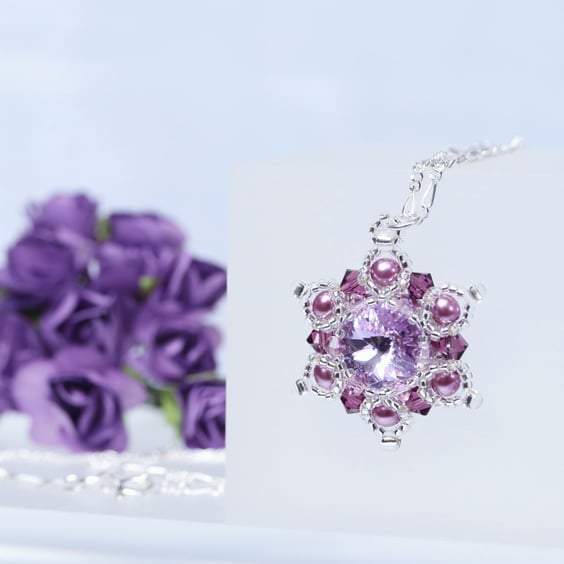 Crystal Rivoli Pendant in Amethyst