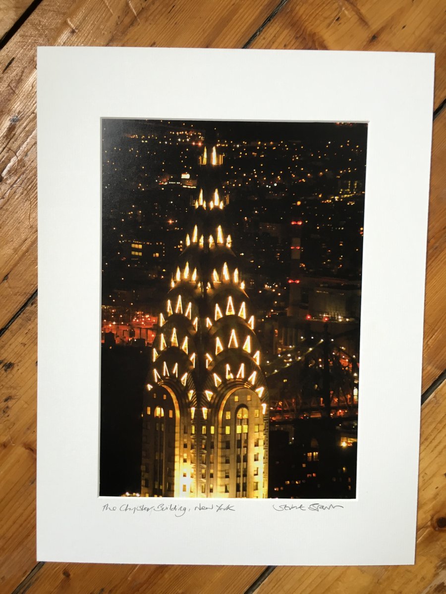 Chrysler Building (night version), New York Signed Mounted Print FREE DELIVERY