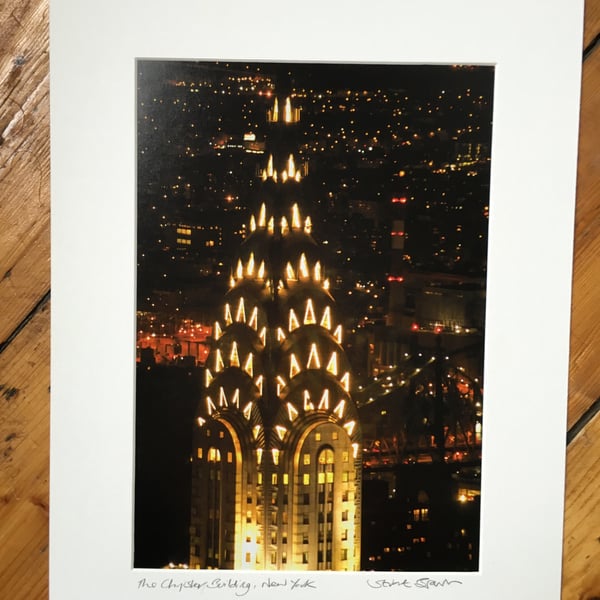 Chrysler Building (night version), New York Signed Mounted Print FREE DELIVERY