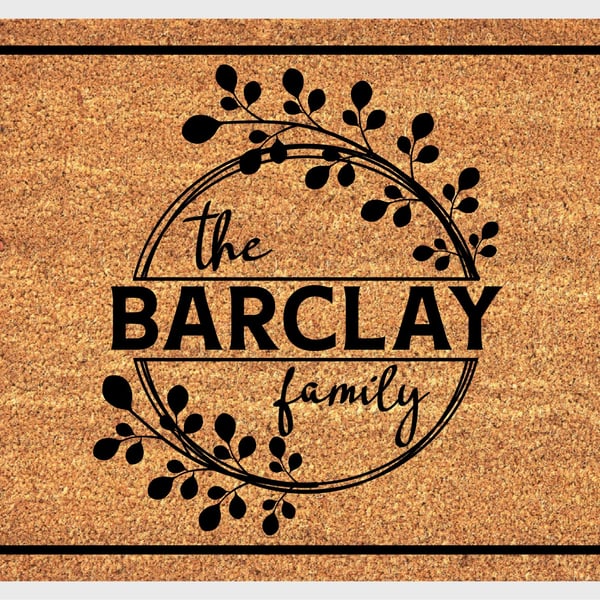 Personalised Surname Door Mat - Customised Family Name Welcome Mat - 3 Sizes
