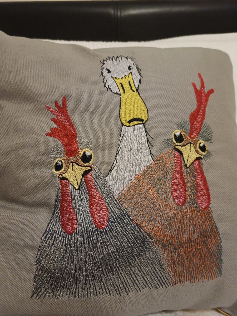 Duck and chickens cushion cover