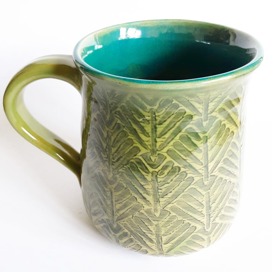 Large Sage Green Mug - Hand Thrown Stoneware Ceramic Mug