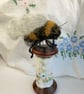 Bobbinbee - Knitted Bee on a vintage wooden bobbin