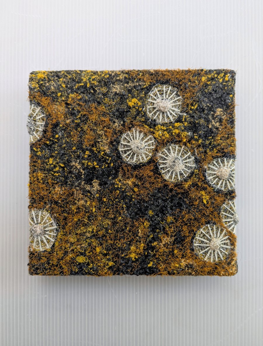 Coastal Dreams Textile Art: burnt orange - DEEP UNFRAMED