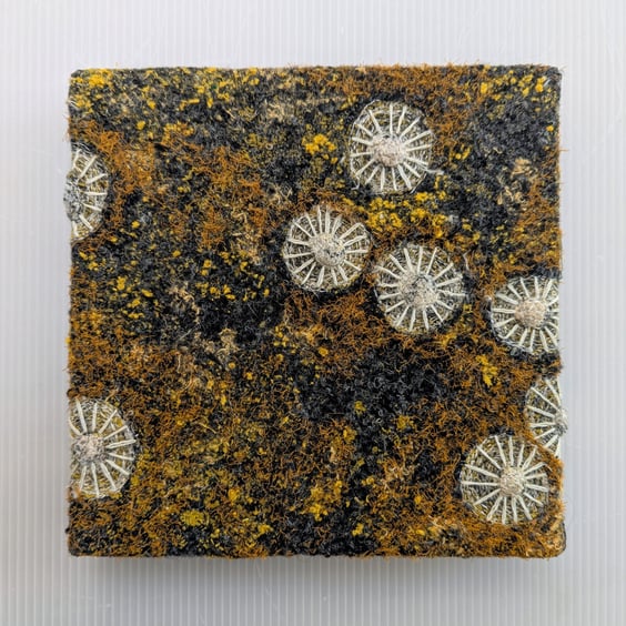 Coastal Dreams Textile Art: burnt orange - DEEP UNFRAMED