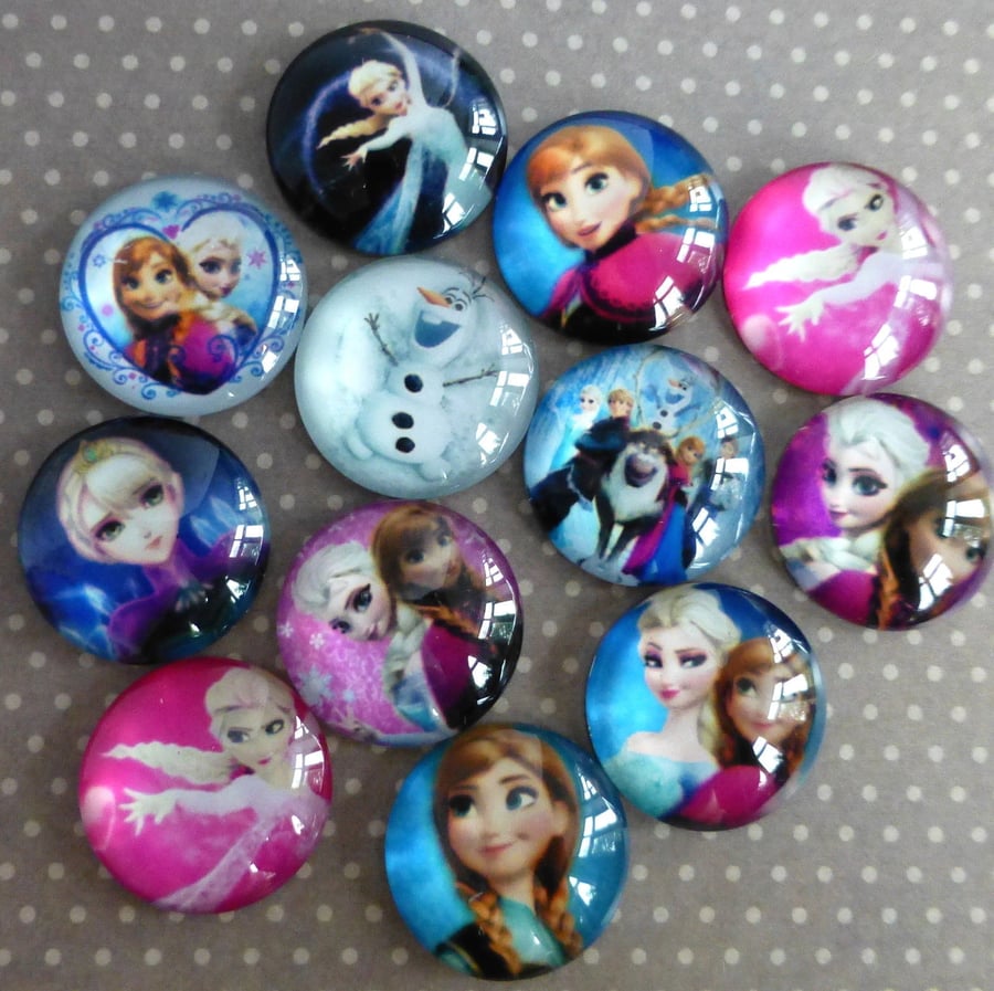 pack of 10 - 20 mm Glass Cabochon Mix Frozen 