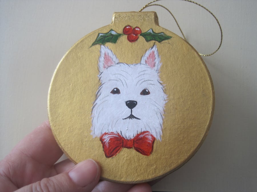 SALE Westie Dog Christmas Tree Bauble Decoration