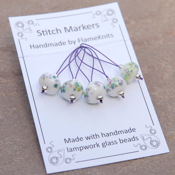 Lampwork Stitch Markers - Spring Blossom