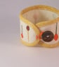 Hand embroidered textile jewellery - fabric cuff with button fastening - Image 2