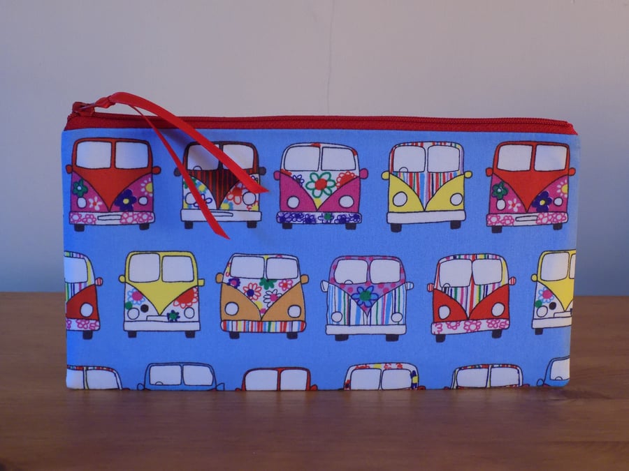 'Camper Van' Fabric Pencil Case Make Up Cosmetics Bag