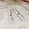 Pen Nib Earrings Silver Boho Earrings with Flower Relief Unique Gift for Writer