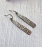 Copper Earrings, Dotty Patterned Bar Droppers with Niobium Ear Wires - Image 5