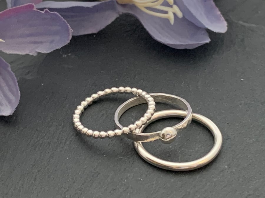 Set of Stirling Silver Stacking rings 