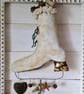 Handmade textile art rustic style hanging ice skate with little gifts - Image 6