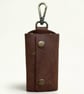Rustic Brown Full Grain Leather Key Case Silent Snap Wrap Handmade UK - Image 3