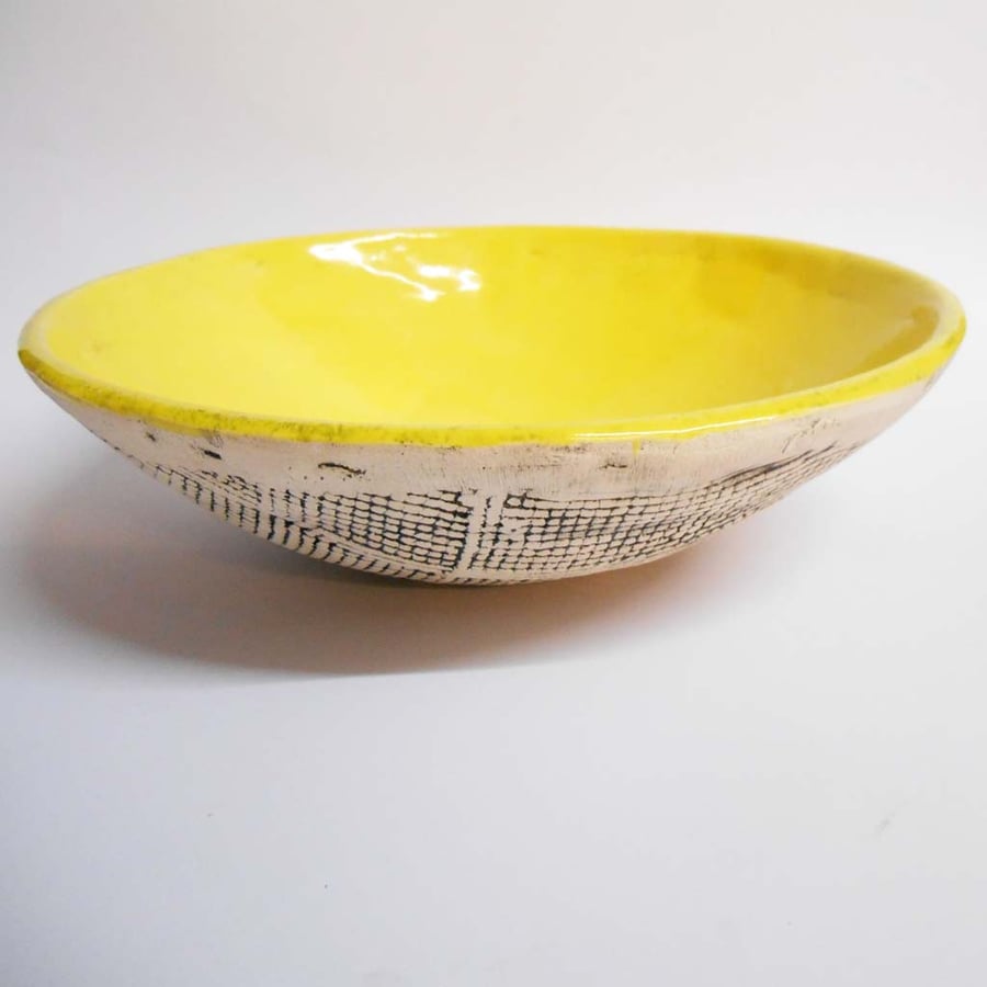 Yellow Textured Bowl Ceramic.