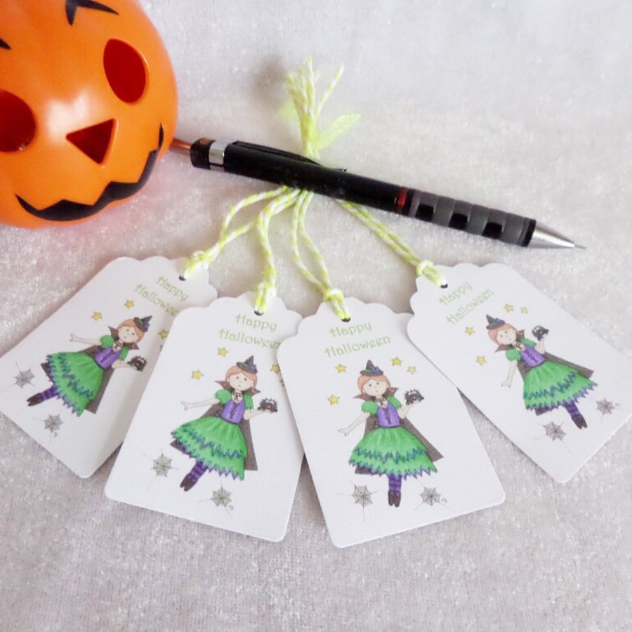 Halloween Little Witch Gift Tags - set of 4 tags