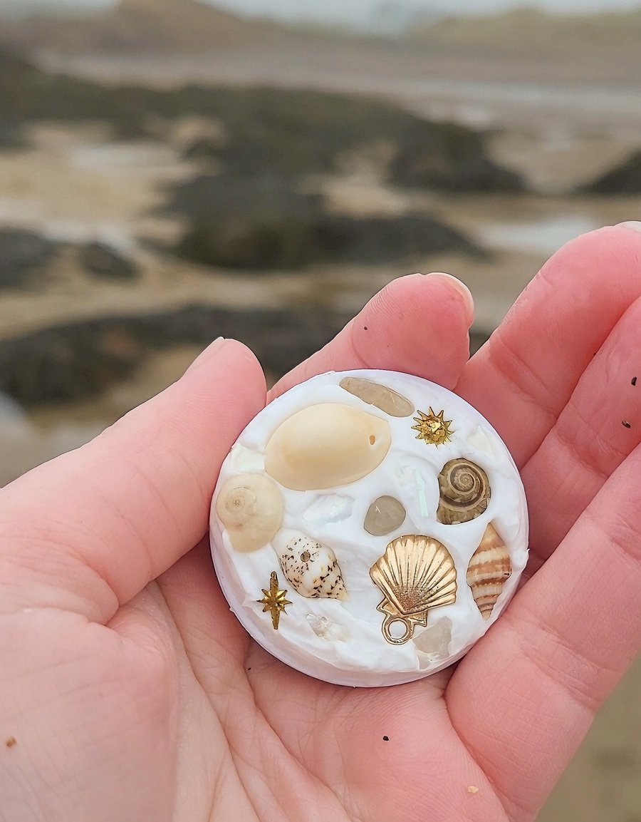 MERMAID POP SOCKET, PHONE HANDMADE WITH SEA SHELLS FROM CORNWALL