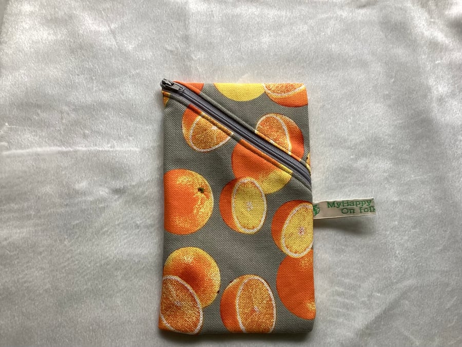 Pouch, small bad, fruits,  fabric pouch