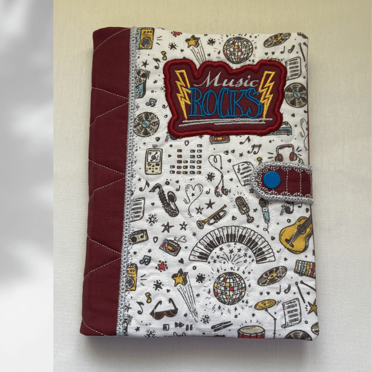 A5 Notebook with Reusable Book Cover - MUSIC ROCKS