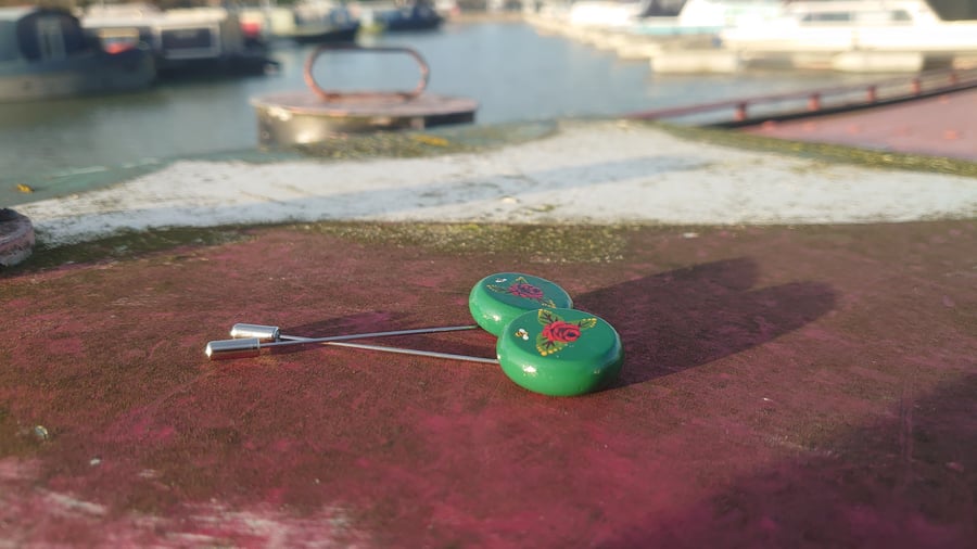 Lapel pins hand painted with canal roses