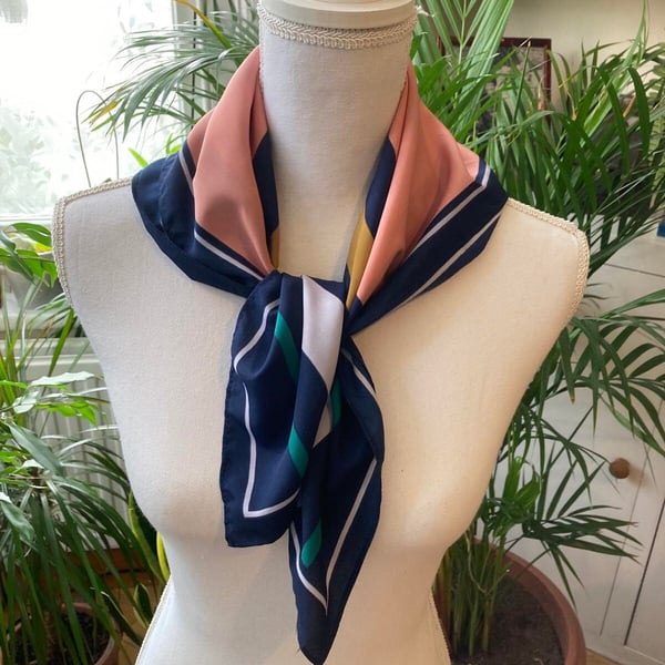 Navy blue and pink vintage shawl-voile scarves Gift for her 