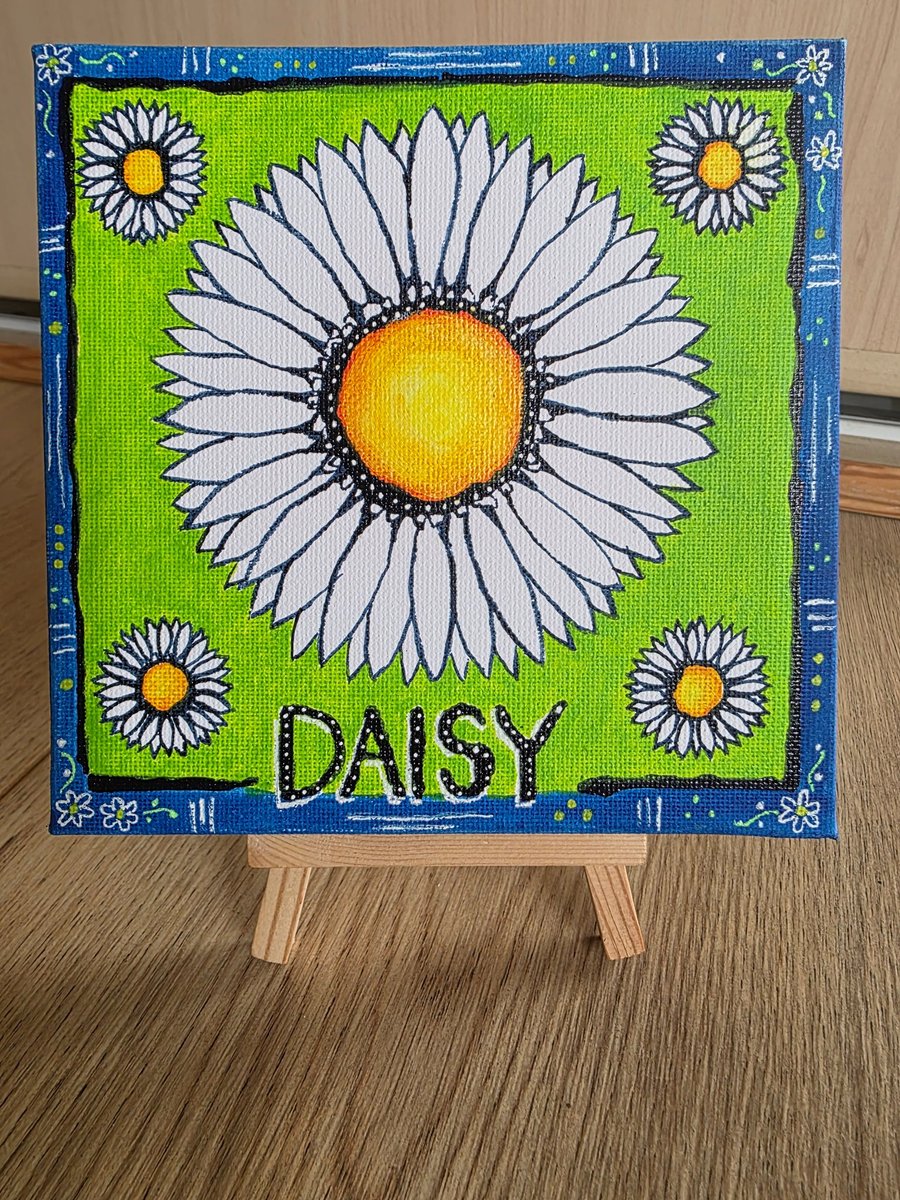 Daisy - original acrylic painting on a mini canvas 