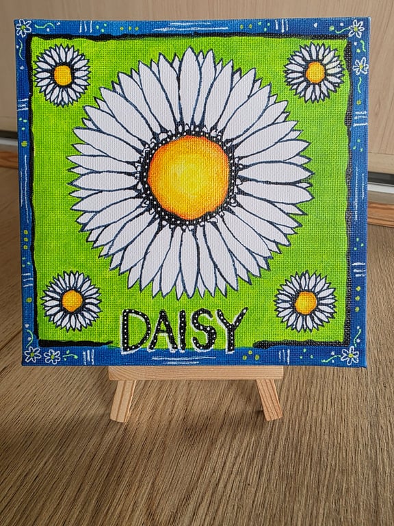 Daisy - original acrylic painting on a mini canvas 
