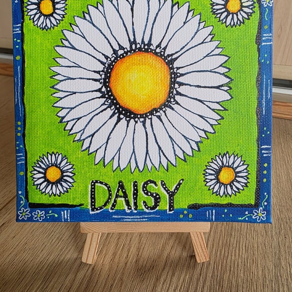 Daisy - original acrylic painting on a mini canvas 
