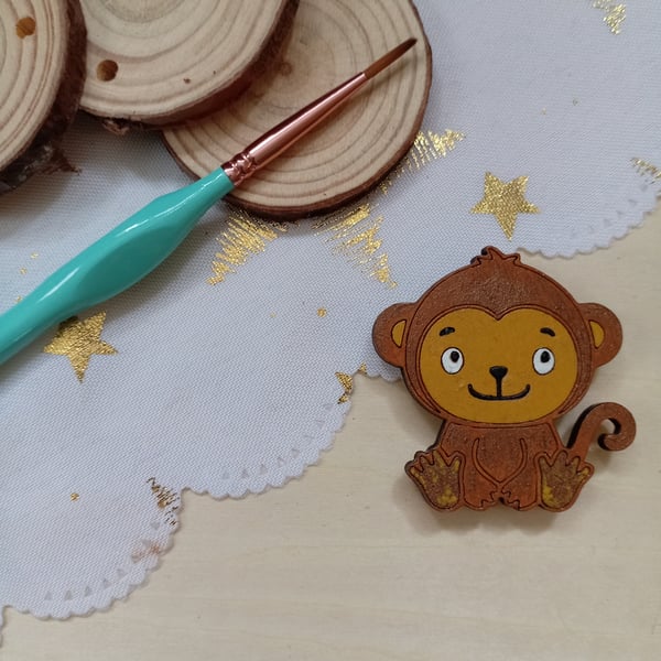Wooden monkey shaped fridge magnet 