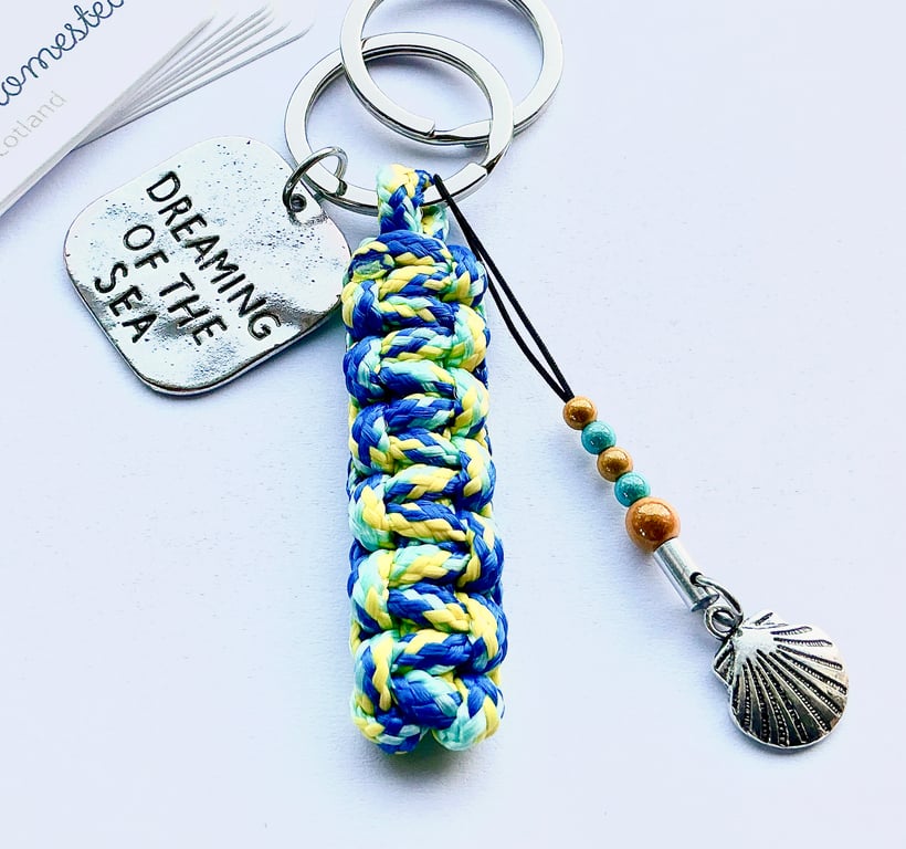 Paracord Keyring. Beach Keyring. Shell Keyring. Keyrings. Key Fob. Key Fobs.