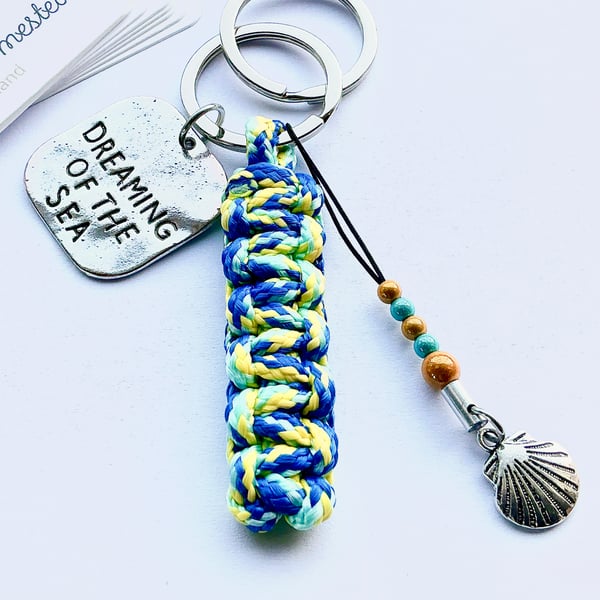 Paracord Keyring. Beach Keyring. Shell Keyring. Keyrings. Key Fob. Key Fobs.